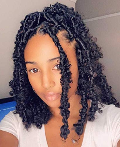 ELIGHTY Crochet Butterfly Locs - Distressed Faux Locs, Pre-twisted Braids, Crochet Braids, Pre looped, Fluffy, Bob, Natural Messy Synthetic Crochet Braiding Hair (12 Inch (Pack of 6), 1B)