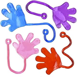 The Dreidel Company Sticky Hands Vinyl, Stretchy Sticky Fingers with Long String in Assorted Colors (12-Pack)