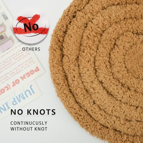 Chunky Yarn for Hand Knitting, Chunky Chenille Blanket Yarn for Crocheting, Bulky Soft Fluffy Chenille for Blanket Project, 8 Pack of 8oz/25yds, Brown