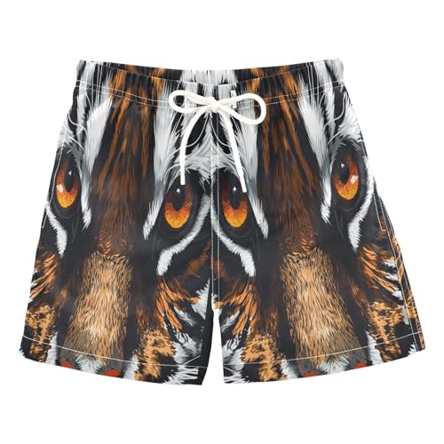Jucciaco Boys Swim Trunk Tiger Animal Real Beach Board Shorts Teen Swimwear Multicolor