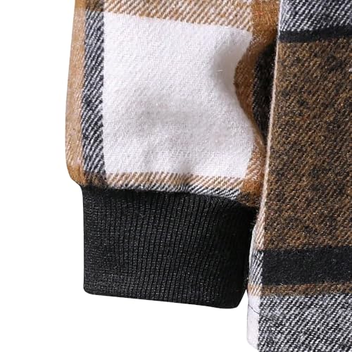 Image of Nivne Tco Toddler Boys Clothes - Button Plaid Hoodie Jacket & Sweatpants Sets - 2 Pieces Boys Clothes Outfits