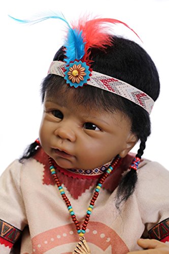 MaMaDolls Realistische reborn Babypuppe, afrikanische amerikanische 55 cm, indische Funktion für Neugeborene, Silikon… – Bild 8