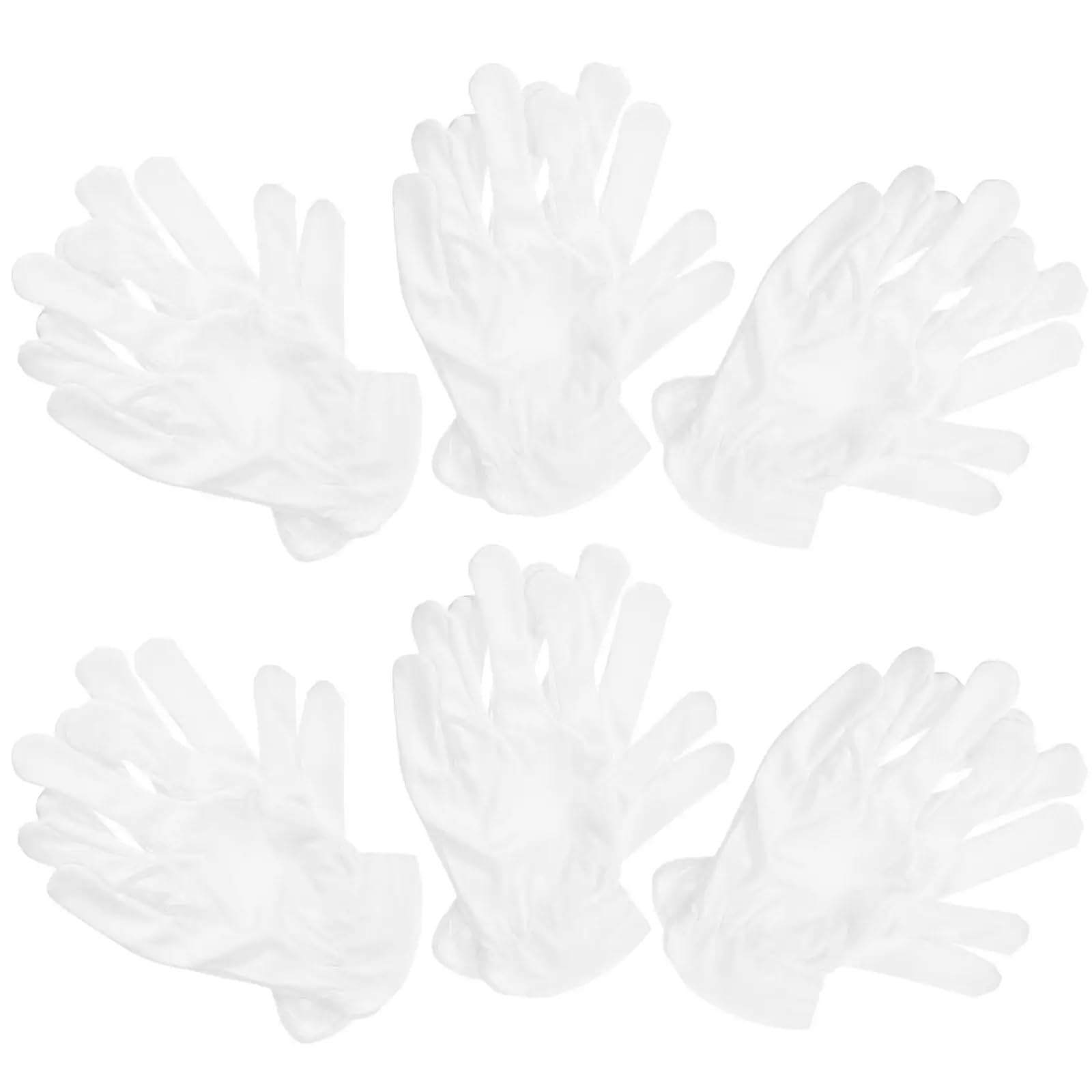 6 paia di guanti in microfibra antipolvere riutilizzabili bianchi antistatici for la pulizia di gioielli, monete, manipolazione, ispezione e protezione del lavoro