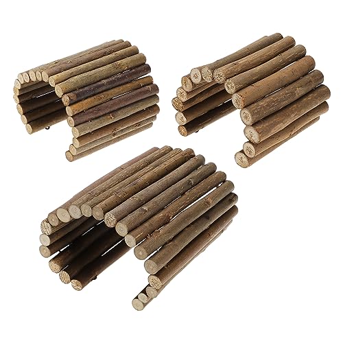 YINETTECH 3PCS Hamster Rabbit Climb Ladder Fence Arch Bridge Branch Toy for Hamsters Lizards Golden Bears Turtles 10x20cm 12x23cm 15x25cm