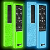 [2Pack] Silicone Protective Case for Samsung Smart TV Solar Cell Remote Control 2021,for Samsung BN59-01357 BN59-01363 Remote Replacement Shockproof Battery Back Covers Skin Holder-Glowblue Glowgreen