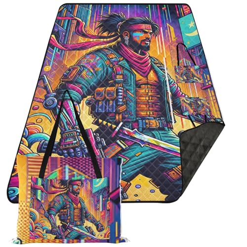 TSENQUE Urban Art Hero Colorful Beach Mat Sand Free Waterproof Floral Grass Mats for Camping Cute Picnic Essentials Foldable 80