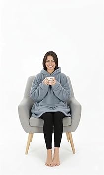 Be Actıve Wellsoft Tek Kişilik Kapşonlu Giyilebilir Tv Battaniyesi Oversize Gri