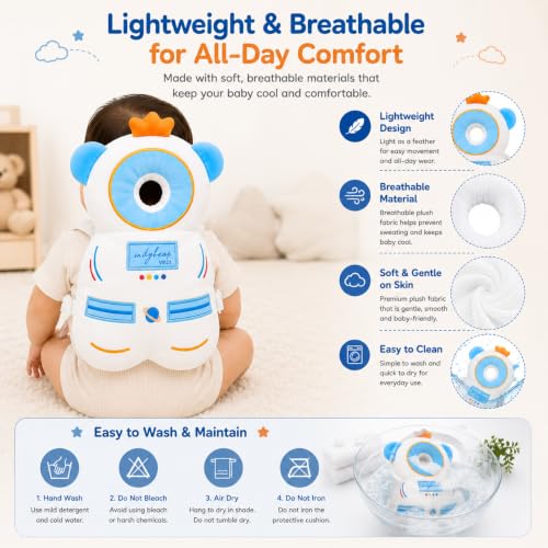 Image of Shark Doo Doo Baby Head Protector Cushion for 6-24 Months | Soft Plush Safety Backpack for Toddlers | Adjustable Straps, Anti-Fall Pillow for Infants (AstroBuddy)
