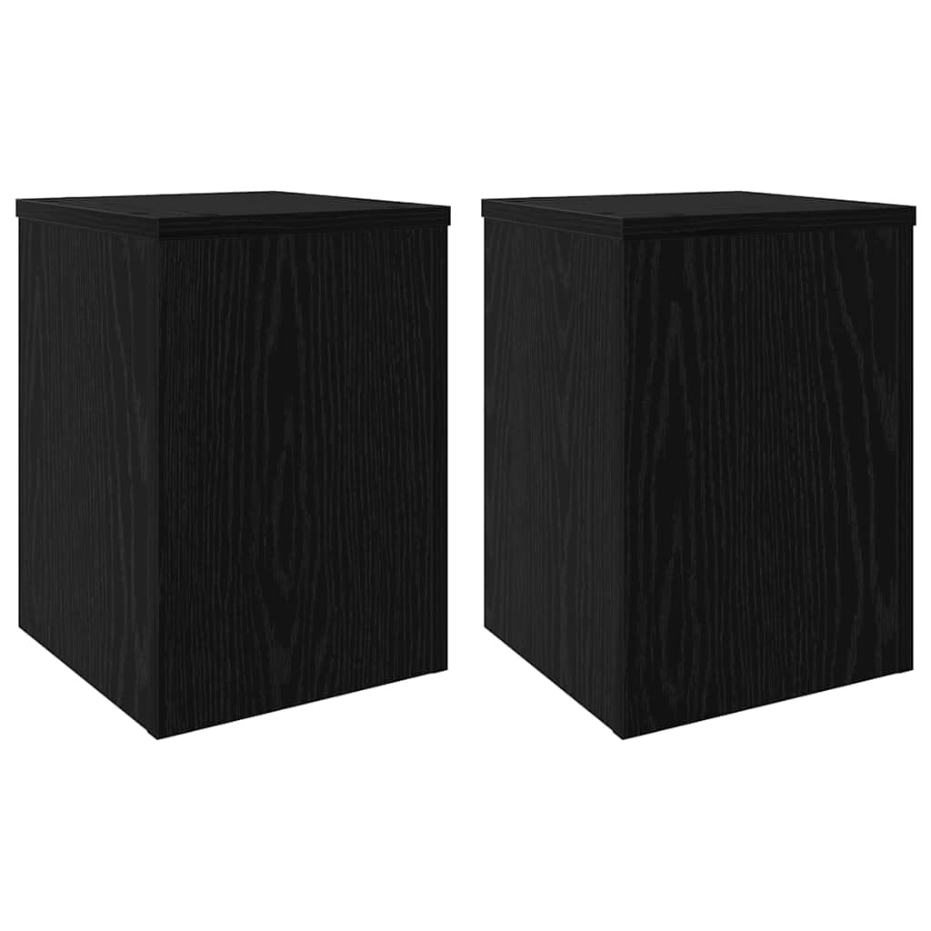 vidaXL Plant Stand 2 pcs Black oak 25 x 25 x 35 cm Engineered Wood, Living Room Plant Stand, Rectangular Display, Indoor Planter for Herbs, Botanical Decor, Outdoor Garden Accessory