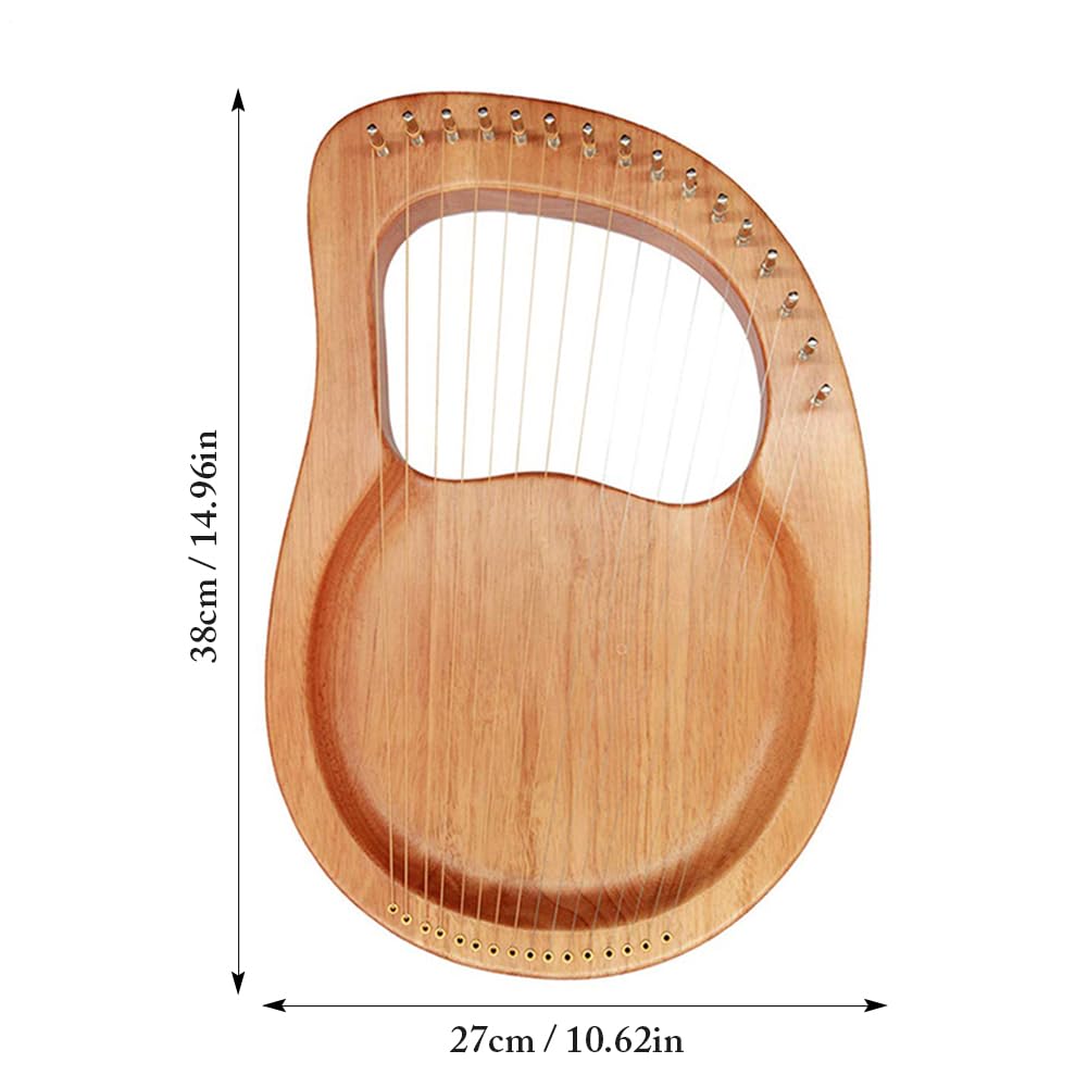 Strumento Lyre Harp Cordofono A 16 Corde Folk Mogano Lyra Harpette Musica | Furgone, Regolazione, Custodia Trasporto Risonatore, Pratico Per Studenti Principianti