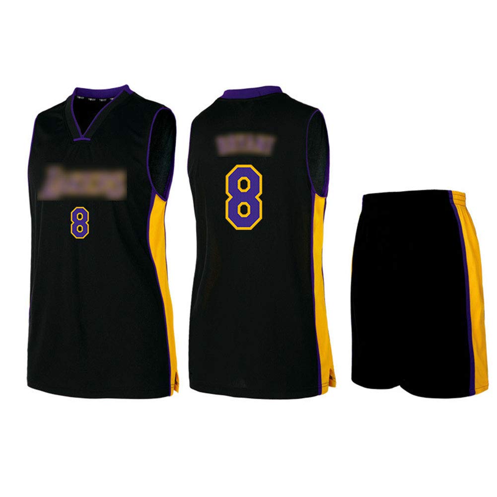 HS-WANG9Los Angeles Lakers #8 Kobe Bryant Basketball Game Uniforms Sleeveless Sports Vest Competition Team Uniform Training Ball Suit,Black,S