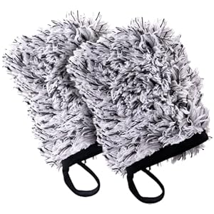 VIKING Wheel Cleaner Mitts for Car, Microfiber Wheel Cleaner for Car Detailing and Rims, Black and White, 5.5 Inch x 4.4 Inch, 2 Pack