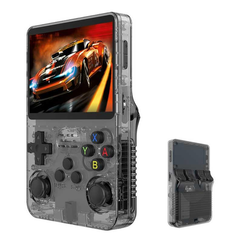 R36S Retro Handheld Video Game Console Linux System 3.5 Inch IPS Screen Portable Pocket Video Player 64GB (Black)