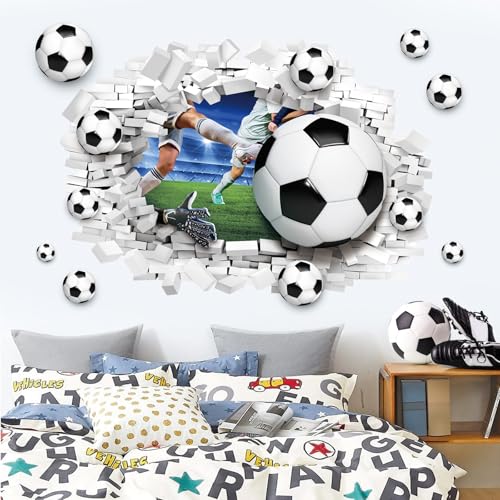 decalmile Large 3D Football Wall Decals Soccer Sport Football Player Wall Stickers Boys Bedroom Playroom Classroom Wall Decor - Image 2