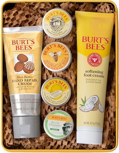 Burt's Bees Gifts Ideas - Classics Set, 6 Products in Giftable Tin – Cuticle Cream, Hand Salve,...