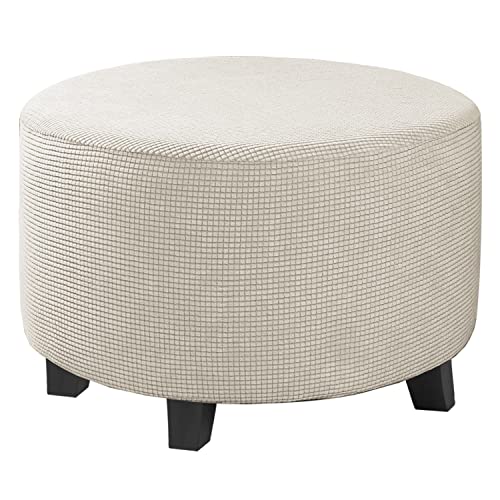 Image of H.VERSAILTEX Ottoman Cover Stretch Ottoman Slipcover Round Ottoman Storage Cover Folding Stool Covers Furniture Protector Cover for Footrest Ottoman Fit Dia 20 inch - 23 inch, Island Fossi