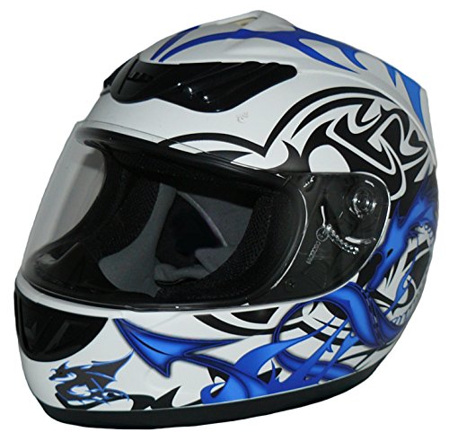 Protectwear Casco De Moto , Diseño Dragón, Azul Blanco, H510-11bl Tamaño L Protectwear Casco De Moto , Diseño Dragón, Azul Blanco, H510-11bl Tamaño L