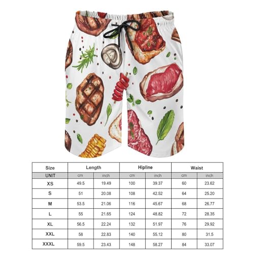 Meat Food and Barbecue Men's Swim Trunks Board Shorts Beachshorts Swimsuits with Pockets Mesh Liner2