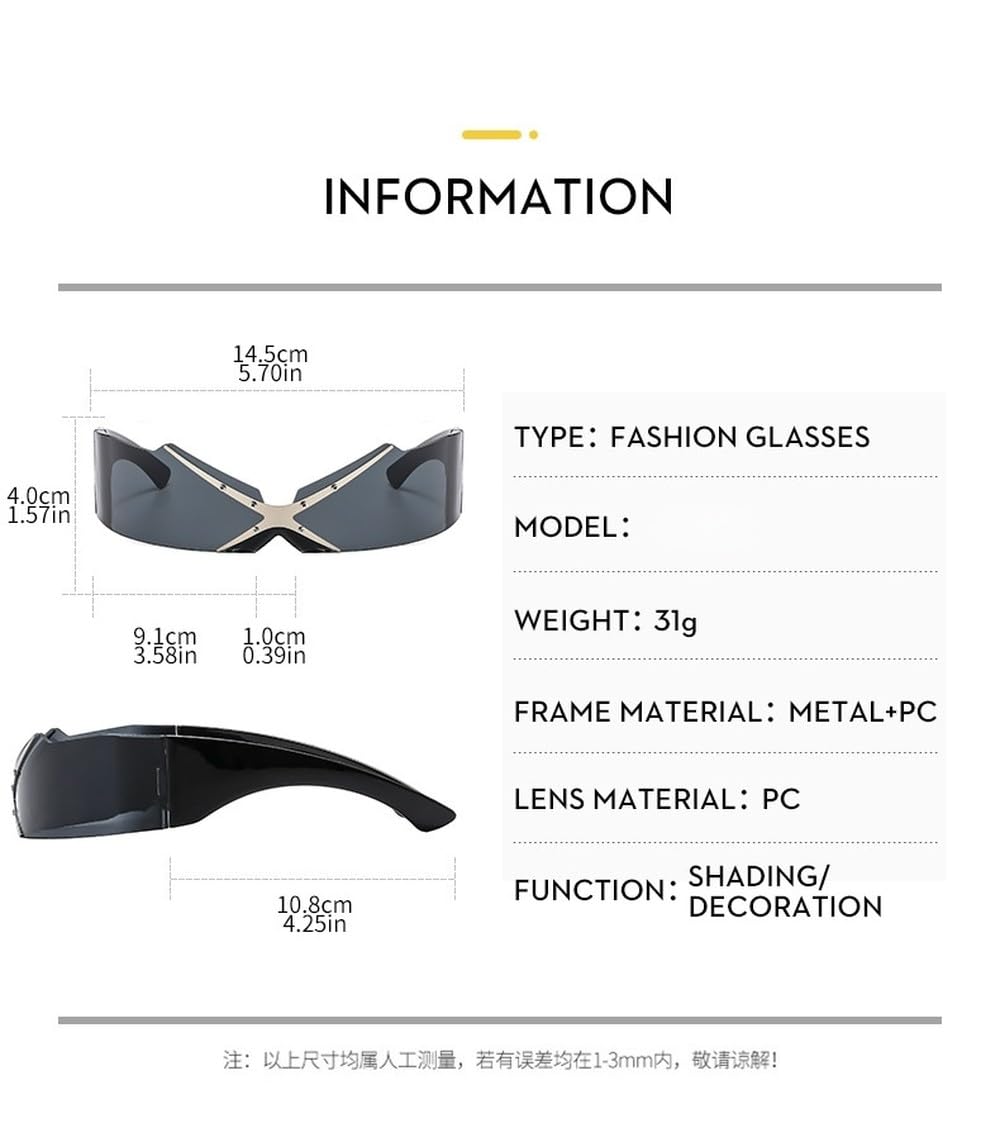 Gafas de sol punk sin montura de una pieza para hombre y mujer, modernas, futuristas, con máscara, estilo vintage, envolventes.