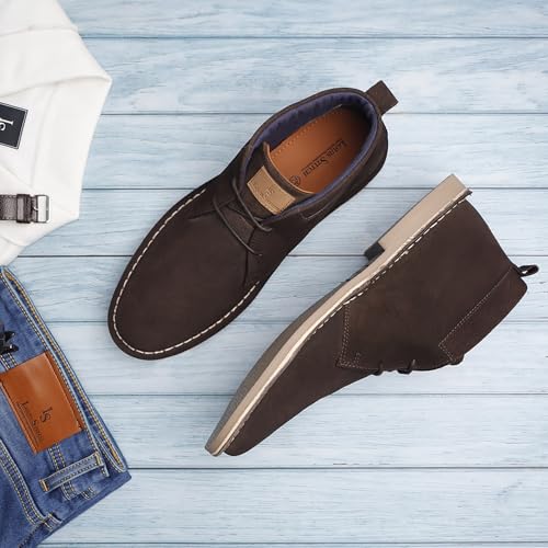 Image of LOUIS STITCH Chukka Boots For Men| Suede Leather Boots for Men| High Ankle Casual Boot | Casual Office & Trekking Shoes | Hiking Boots for Men | Stitch Down Desert Boots | Size-UK12 Brown [LSSDSUCKCUBB ]