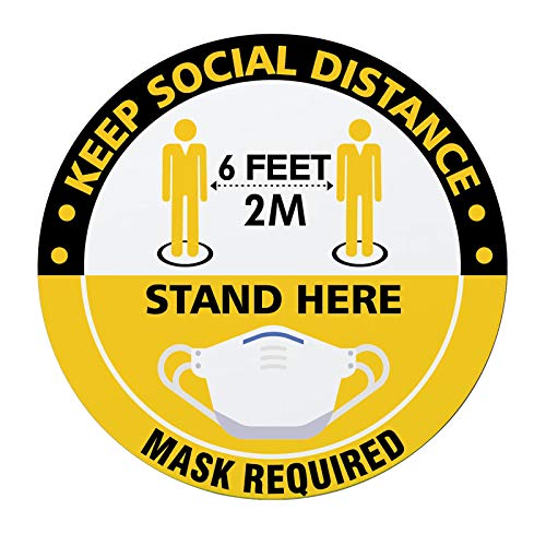 Jeteven Social Distance Floor Sign,20 PCS 8" Safety Floor Decals Keep 6 Feet Apart Removable Reminder Stand Here Sticker Marker Anti-Slip for Crowd Control Guidance Market, Bank,Restaurants