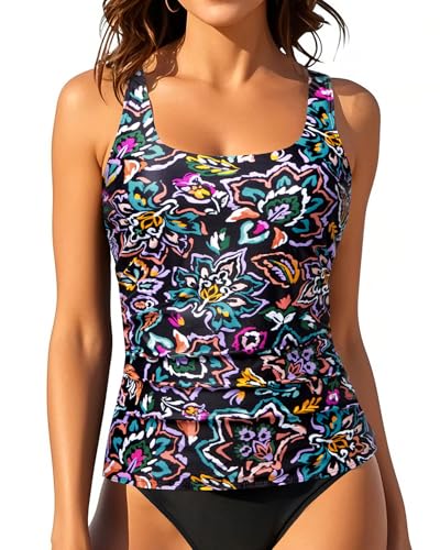 Image of Aqua Eve Tankini Tops for Women Swimwear Top Only Tummy Control Bathing Suit Top No Bottom (Available in Plus)