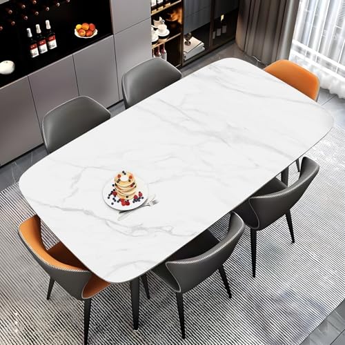 DEYEGELEA 48 Inch Sintered Stone Dining Table, Modern Rectangular Table for Kitchen & Dining Room, Marble-Look Durable Surface, Scratch & Heat Resistant