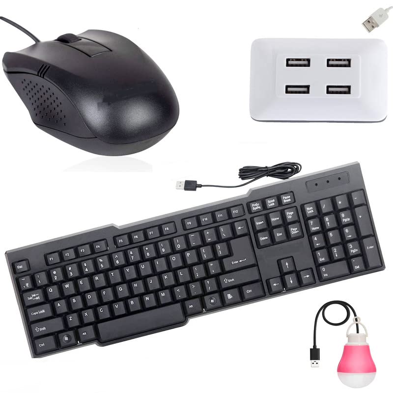 Red Champion USB Keyboard with Mouse and and sqire 4 Port USB hub and USB led Buld