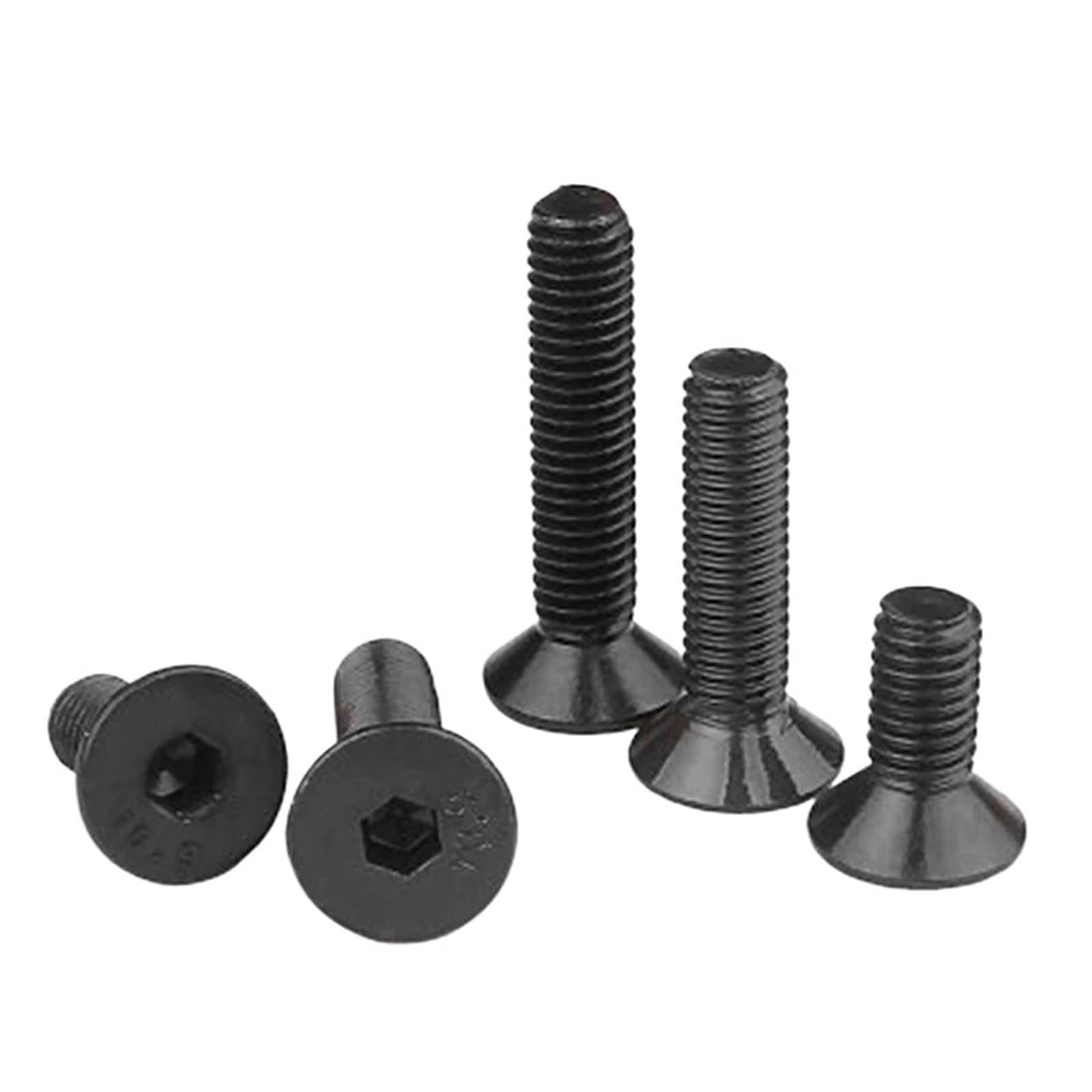 WEKONUMEX Knurled Thumb Screws, Knurled Thumb Screws Multiple Sizes Carbon Steel Hex Socket Countersunk Black Din7991(12mm,M3 x 50Pieces)