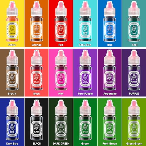 Image of Upgraded 18 Color Oil Based Food Dye Coloring for Chocolate Candy Cake - Edible Food Coloring for Cake Decorating Baking Cake Color for Cookie Icing Frosting Fondant Meringues Bottles (L)
