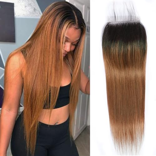 Lace frontale 13x4 cheveux raides ombrés 1b/30 pré-épilée 12A