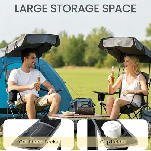 FAIR WIND Portable Canopy Camping Chair 380 LBS Capacity Heavy Duty Oversized Folding Lawn Chair with Sunshade for Beach, Fishing, Sports & Outdoors - image 8