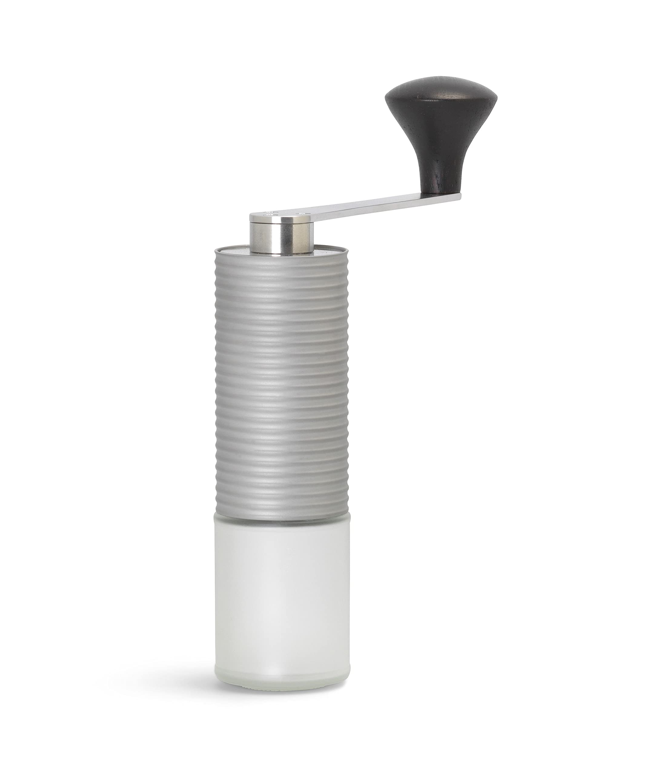 millone compact manuelle Kaffeemühle, Edelstahl, 30 g Bohnenbehälter | Präzise Mahlgradeinstellung, zwei Mikrokugellager, klappbarer Griff, inkl. Ersatzglas & Reinigungsgranulat