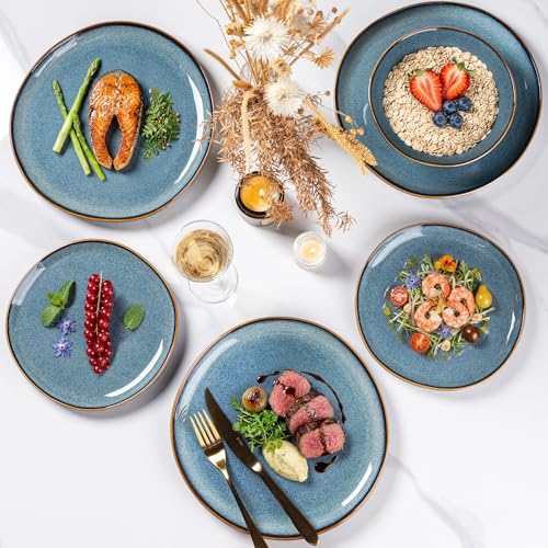 Image of AmorArc Ceramic Dinnerware Sets,Handmade Reactive Glaze Stoneware Plates and Bowls Sets,Highly Scratch Resistant | Dishwasher & Microwave Safe Dishes Set,Service for 6 (18pc)