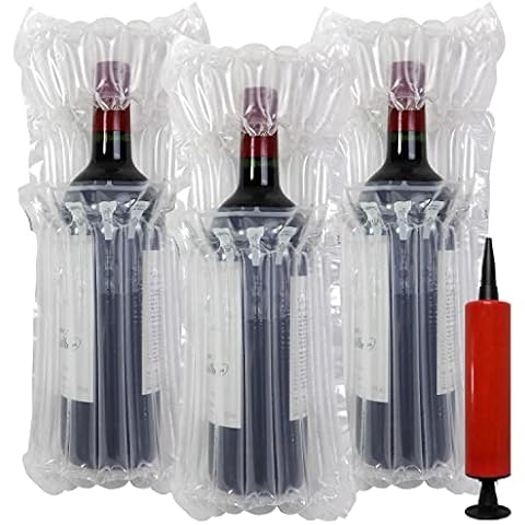 Wine Bottle Protector Bags - Inflatable Air Column Cushioning Sleeves Packaging Ensures Safe Transportation of Glass Bottles during Travel or Shipping with Free Pump (15 Pack) Cover