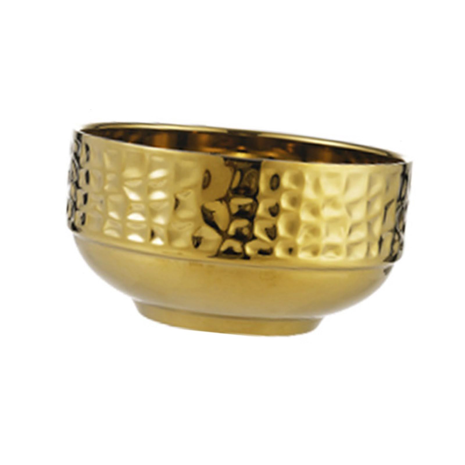 Jazuaiao Insulated Bowl Hammered Texture Nonslip Base Tableware Heatproof Stainless Steel Kitchen Dining Essential Kitchen Bowl with Golden Finish