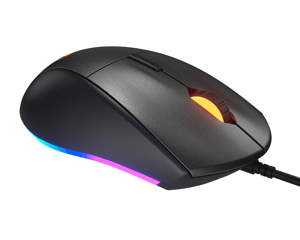COUGAR Gaming | Mouse Gaming | MINOSEX Nero - Sensore ottico PMW3330-7200 DPI - Switch OMRON - Retroilluminazione RGB personalizzabile - Design ergonomico - Pattini in PTFE - Connettore USB