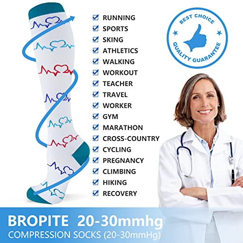 Image of Bropite Compression Socks for Women & Men Circulation-Compression Socks 20-30 mmhg-Best for Running,Medical,Nurse,Travel., 10 -Assorted 07, Large-X-Large