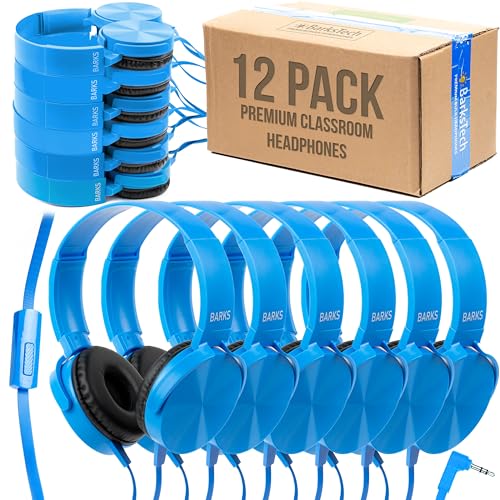 Casques de salle de classe Barks lot de 12 micro 3.5mm pour élève de maternelle