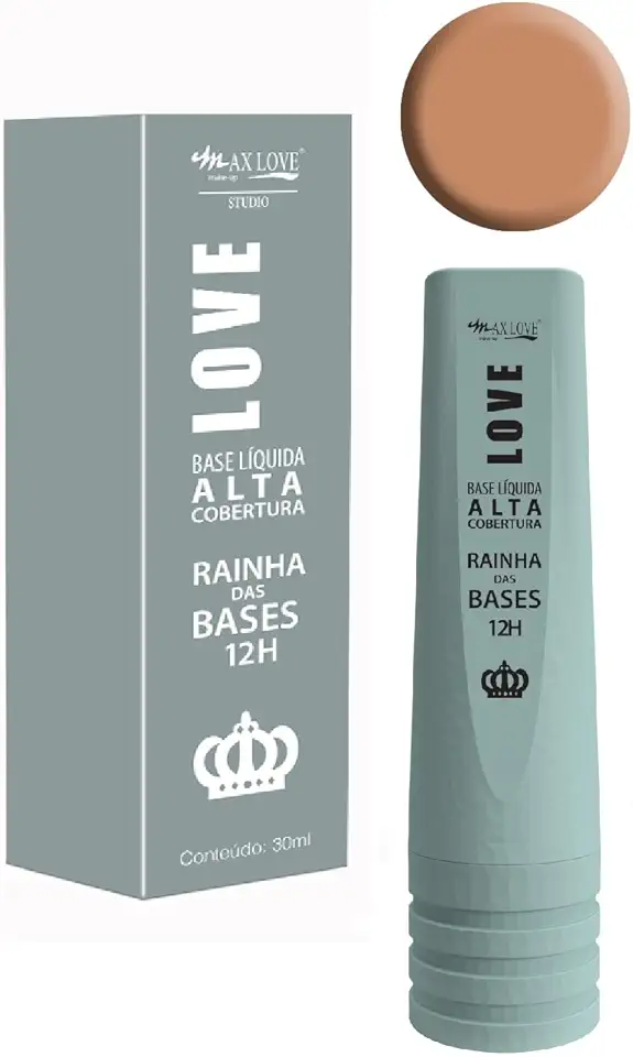 Base Líquida Alta Cobertura Max Love - Rainha Das Bases 12 Horas - Longa Duração, Acabamento Matte Aveludado, Cor 607
