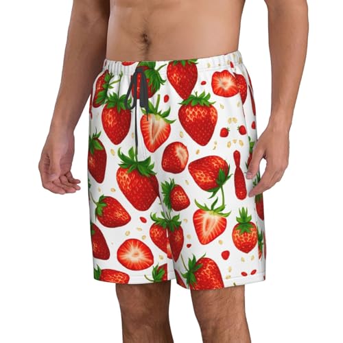 Strawberry Print Mens Beach Pants Men's Novelty Swimtrunks Quick Dry Lining Beach Board Shorts S-3XL2