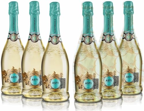 Sant'Orsola - Spumante Moscato d'Asti D.O.C.G. Liberty, da Uva Moscata Bianca, Gusto Fresco e Floreale con Note Minerali, 6x750 ml