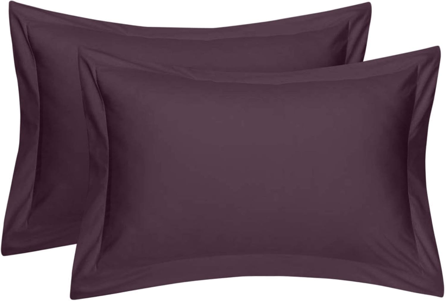 Comfort Beddings Plum 2 Pack Oxford Pillowcases – 65X65cm Continental Euro Pillow Covers – 100% Egyptian Cotton – 600 Thread Count Sateen – Square Pillow Cases With Envelope Closure – Hotel Quality