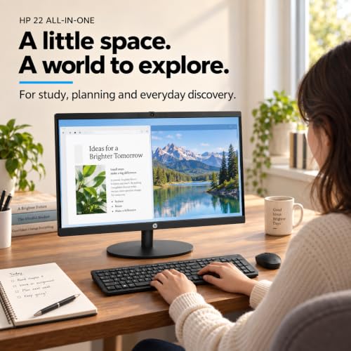 HP 22“ OmniStudio All-in-One Desktop Computer, 8GB DDR5, 128GB UFS, Full HD Screen, Intel Quad-Cores, WiFi6, Wireless Keyboard & Mouse, Windows 11 Home, Black - image 8