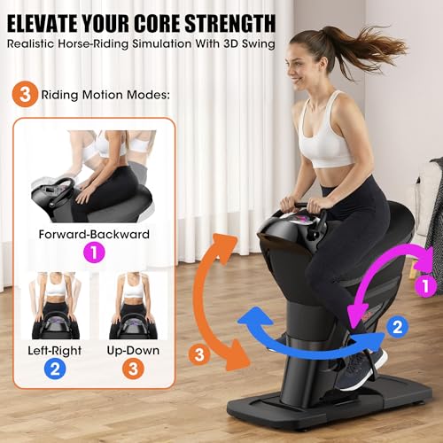 Image of Electric Horse Riding Simulator Machine, 3D Dynamic Riding Trainer with LCD Display, 20-Speed Adjustable Full Body Fitness Equipment for Waist & Abdomen for Weight Loss & Cardio Training