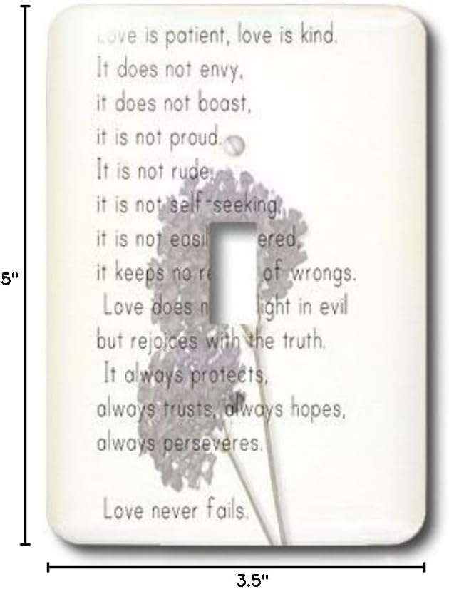 3dRose LLC lsp_56229_1 Love Is Patient Love Is Kind Verse with Lavender Flowers Inspirational Single Toggle Switch