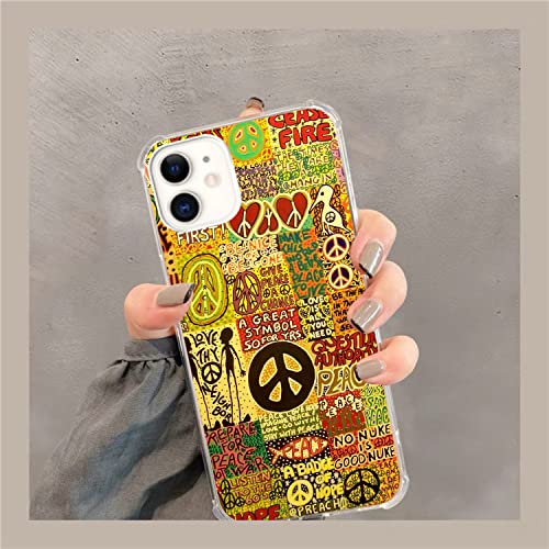 Gialcenik Aesthetic Vintage Hippie Peace Case Compatible With Iphone 11, Psychedelic Trippy Case For Iphone 11, Unique Trendy Design Tpu Bumper Cover Case #TOP2