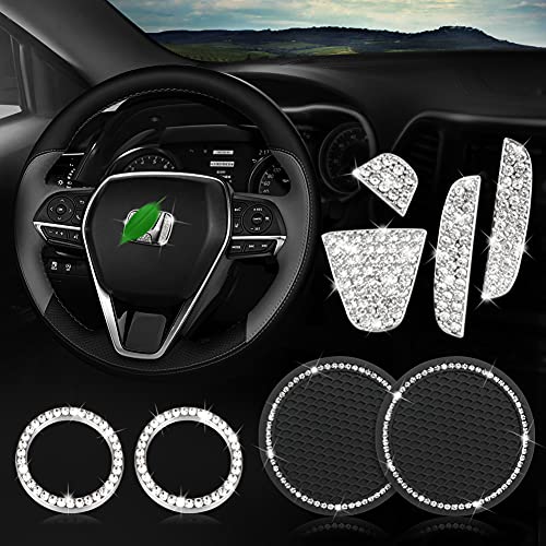 Bling Sticker Steering Wheel Emblem Accessories Compatible with Honda Civic Accord City for CRV XR-V Odyssey, 2 Pcs Bling Cup Holder Insert Coasters Ring Sticker, 5 Set Bling Interior Decoration Bling Sticker Steering Wheel Emblem Accessories Compatible with Honda Civic Accord City for CRV XR-V Odyssey, 2 Pcs Bling Cup Holder Insert Coasters Ring Sticker, 5 Set Bling Interior Decoration
