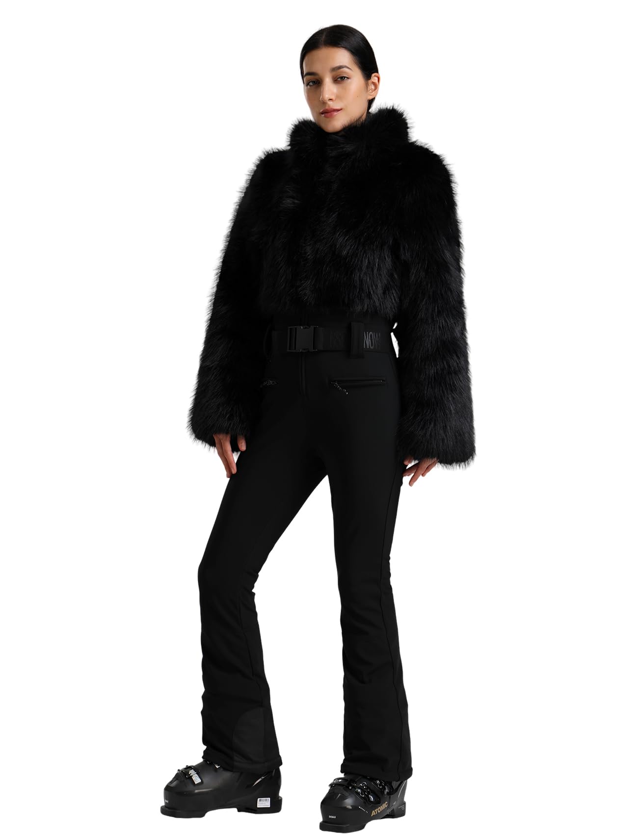GSOU SNOW Women's Faux Fur One Piece Ski Suit