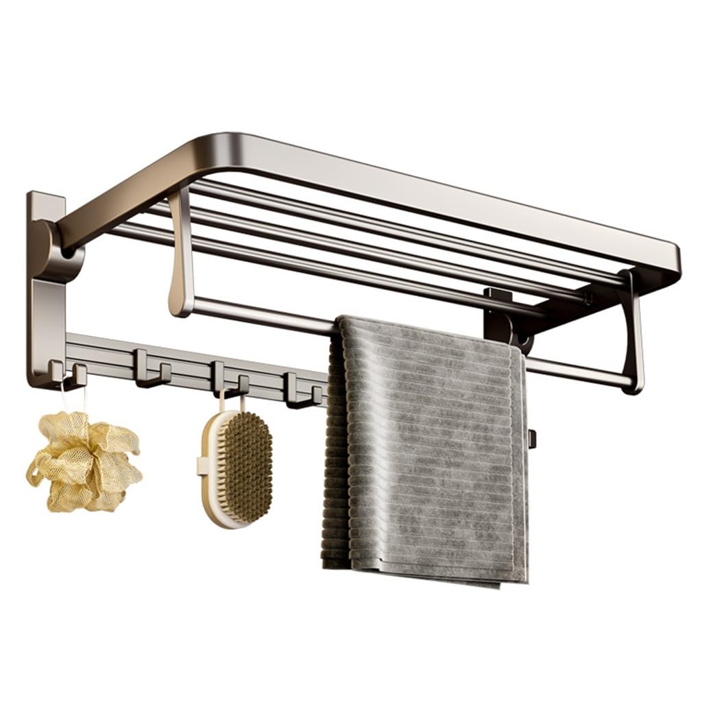 Bathroom Shelf Gunmetal Gray Bath Towel Rack Towel Rack Bathroom Storage Rack Bathroom Hangers (D 60cm)